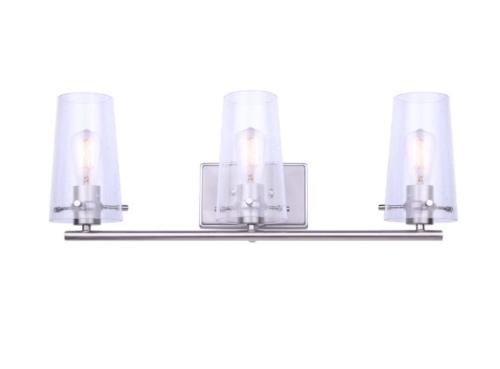 Canarm Viven 3-Light Vanity with Seeded Glass Shades - Brushed Nickel