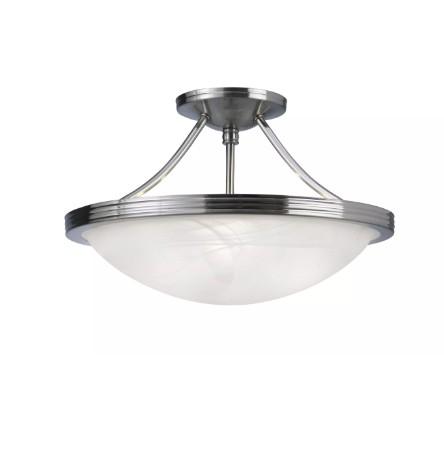 CANARM Alabaster Semi Flush Light - Brushed Nickel