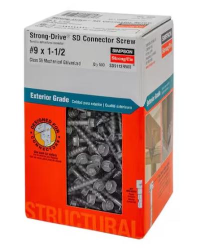 SIMPSON STRONG TIE #9 1-1/2 INCH STRUCTURAL SCREW - 500 COUNT