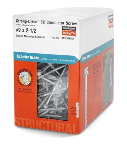 SIMPSON STRONG TIE #9 2-1/2 INCH STRUCTURAL SCREW - 500 COUNT