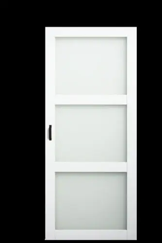 36" X 84" 3-LITE FROSTED GLASS BRIGHT WHITE BARN DOOR