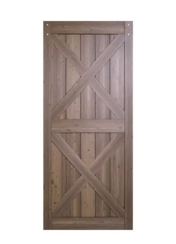 36" X 84" SAGRADA DBL.X GUNSTOCK OAK FINISH BAEN DOOR