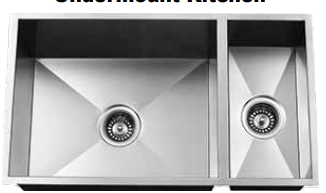 URBAN PLACE 80/20E UNDERMOUNT ZERO EDGE 18GA SS KITCHEN
