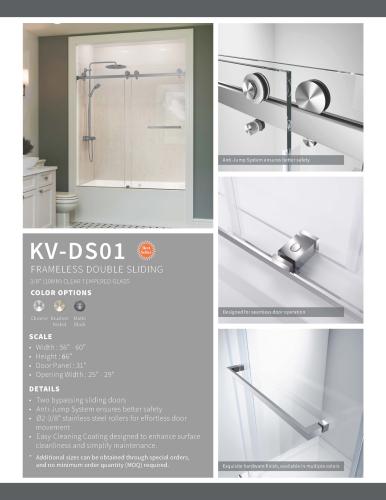 Bathtub door chrome 56-60"W x 66"H Clear glass