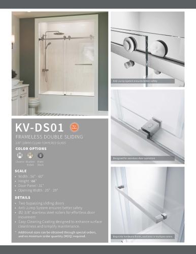 Bathtub door brushed nickel 56-60"W x 66"H Clear glass
