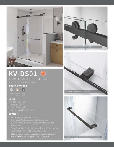 Shower door black 56-60"W x 76"H Clear glass