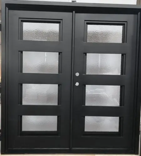 JRSD10 RH 4LITE IRON DOUBLE DOOR 74"X81" NET FRAME