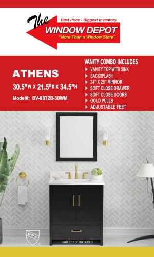 Athens 30.5 Wx 21.5DX 34.5H Black With Mirror