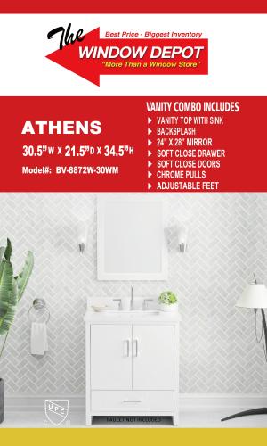 Athens 30.5 Wx 21.5DX 34.5H White With Mirror