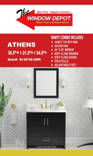 Athens 36.5 Wx 21.5DX 34.5H Black With Mirror