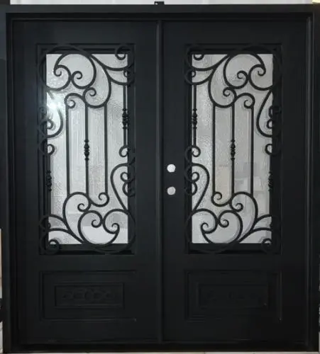 JRSDD02 RH DECORATIVE IRON DOUBLE DOOR 74"X81" NET FRAME