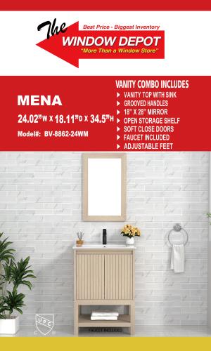 Mena 24.02 WX18.11 Dx34.5H Washed Oak With Mirror