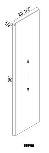 RRP96 REFRIGERATOR END PANEL 96"Lx24"W PLYWOOD OAK SHAKER