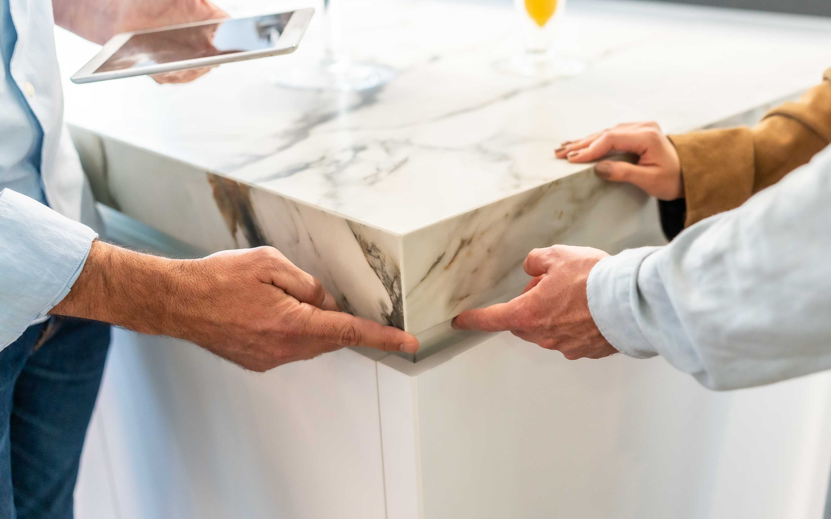 Butcher Block vs Granite vs Quartz Product Photo