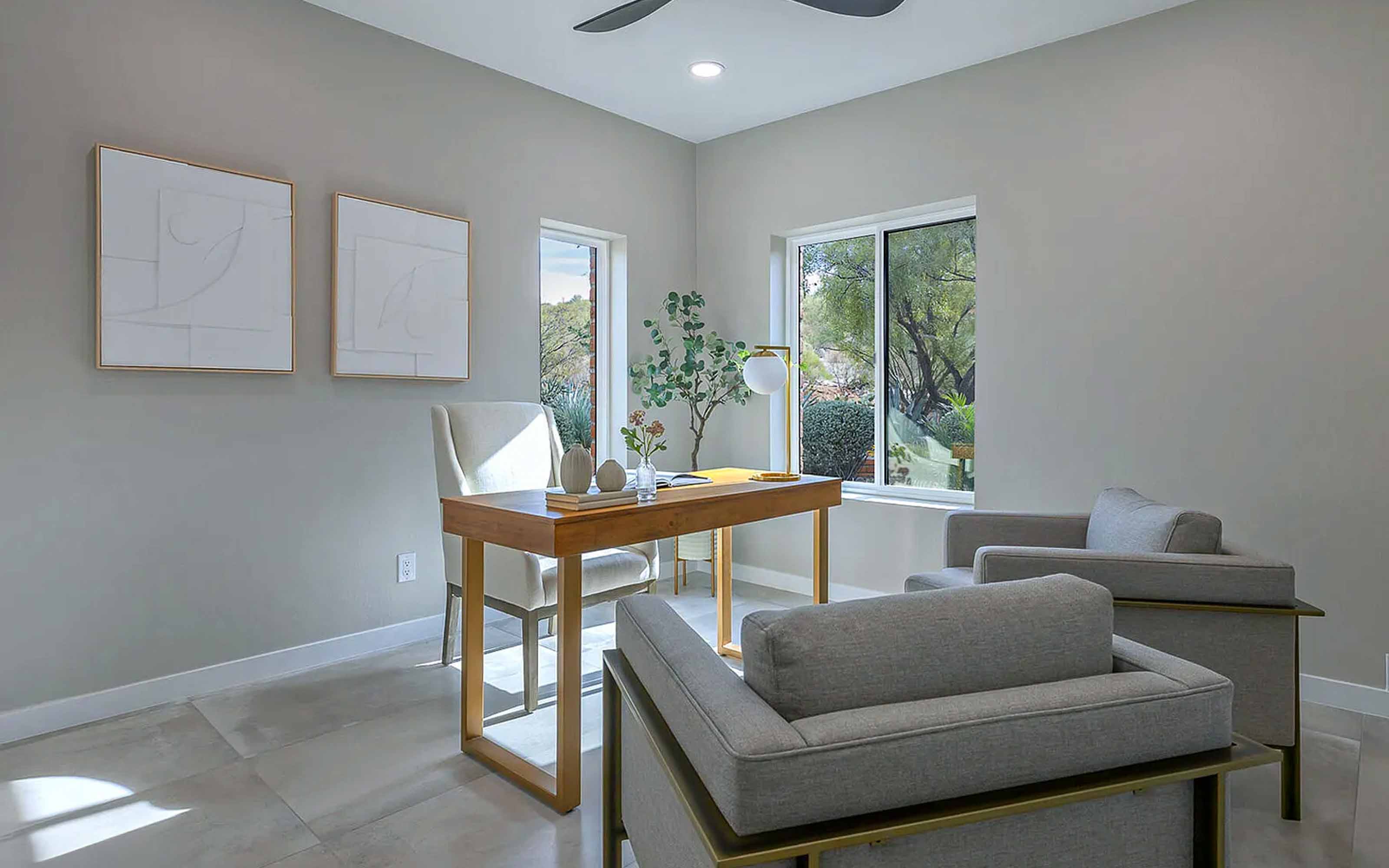 Modern Arizona home with energy-efficient Low-E glass windows reducing heat gain and blocking harmful UV rays