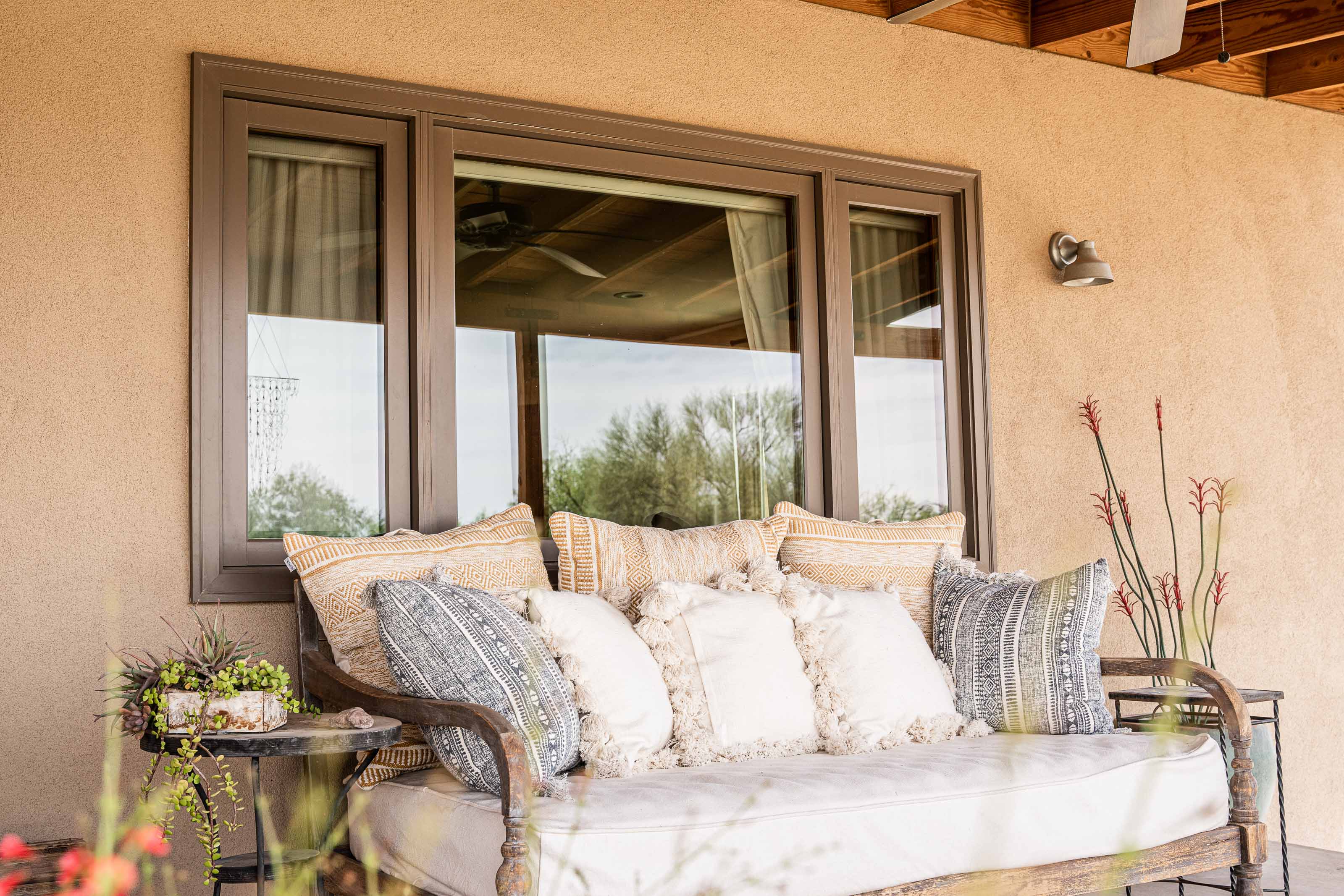 Energy-efficient vinyl replacement windows on a modern Arizona home reducing heat transfer and improving indoor comfort