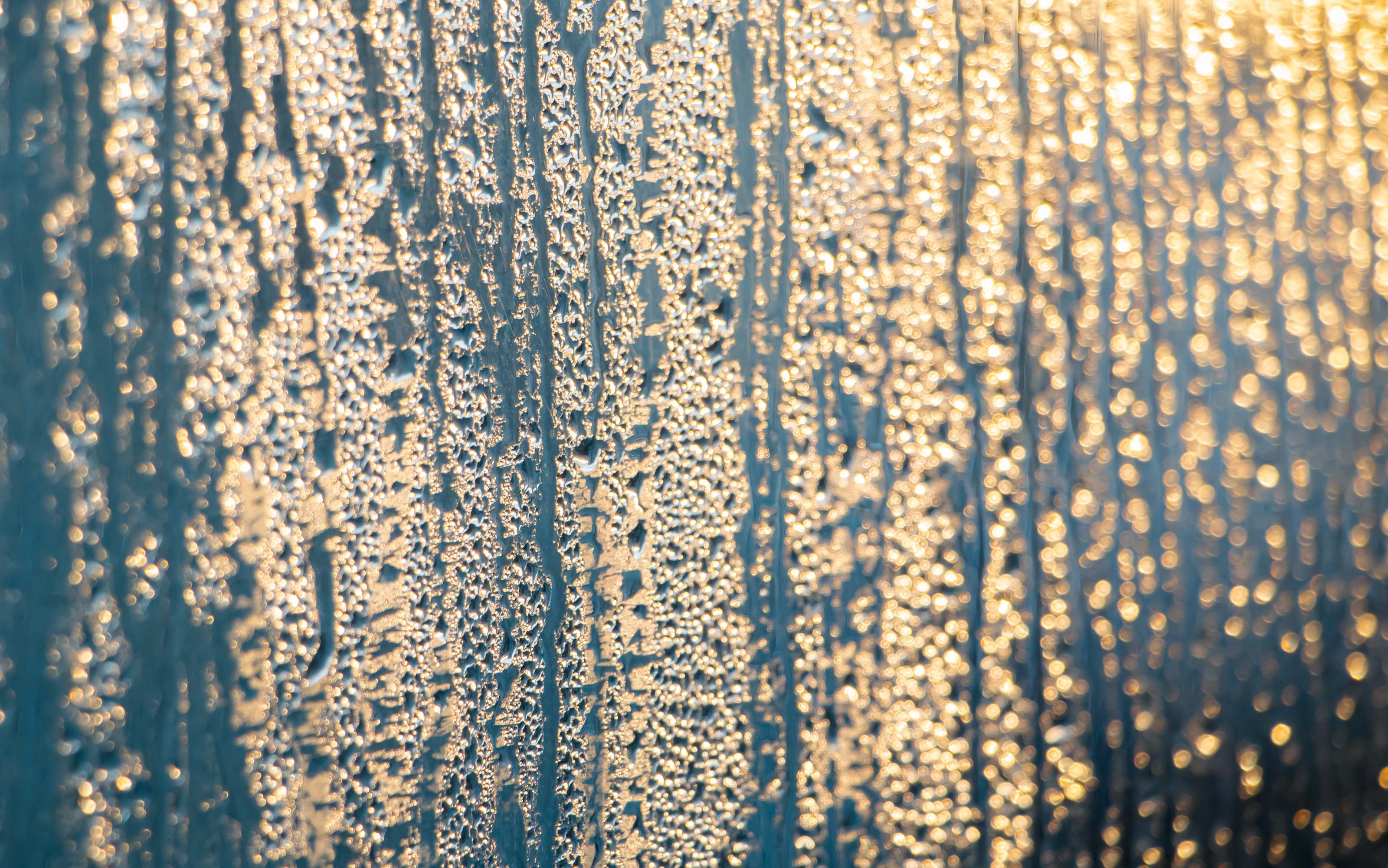 Close-up of window with condensation and moisture showing signs of poor insulation and energy loss