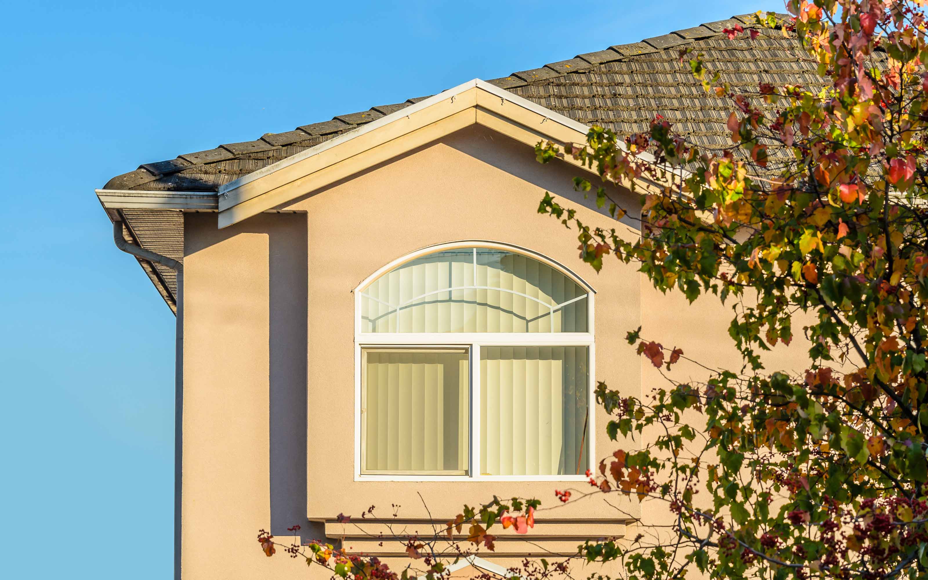 Residential home exterior featuring energy-efficient replacement windows and modern curb appeal