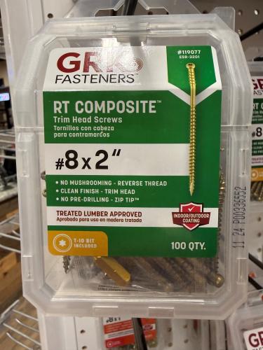 GRK #8x2" RT/Comp Screws (100/bx) T-10 bit