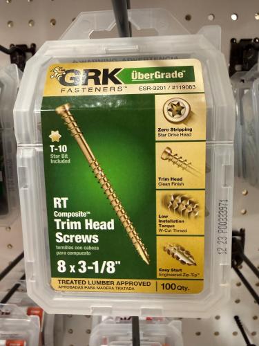 GRK #8x3-1/8" RT/Comp Screws (100/bx) T-10 bit
