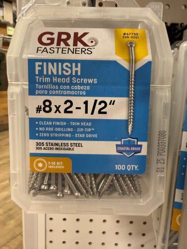 GRK #8x2-1/2" Fin/Trim Pheinox S.S. (305) (100/bx) T-10 Bit
