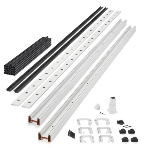 Transcend White Cocktail Rail Horizontal w/ Black Round Balusters (Includes: Top & Bottom Rail, Mounting Hardware, and Balusters)