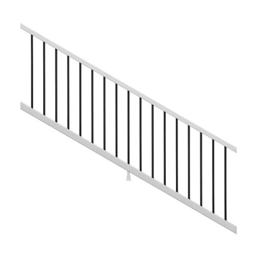 36"x8' Select T-Rail STAIR Kit White, w Composite Square White Balusters (Includes: Top & Bottom Rail, Mounting Brackets, and Balusters) Acutal: 96"