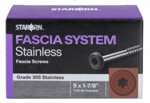#34 (Saddle  B.Oak  D.Roast  D.Teak) Starborn Stainless Steel Fascia Screws 100ct