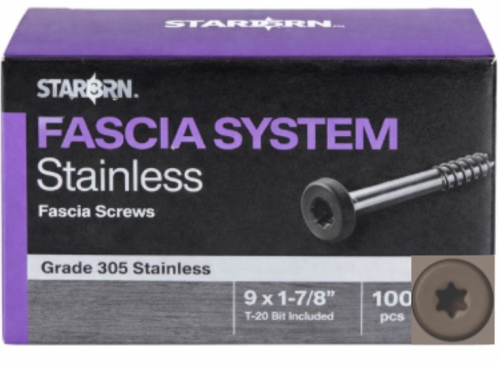 #37(S.Salt Gry  S.Maple  Ashwood  Driftwood  Maritime Gray  Pebble) Starborn Stainless Steel Fascia Screws 100ct