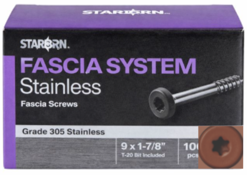 #65 (Rosy Brown) Starborn Stainless Steel Fascia Screws 100ct