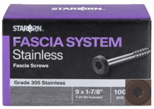 #71 (Chocolate) Starborn Stainless Steel Fascia Screws 100ct