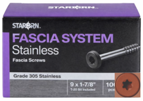#81 (Cedar) Starborn Stainless Steel Fascia Screws 100ct
