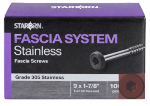 #87 (Burgandy) Starborn Stainless Steel Fascia Screws 100ct