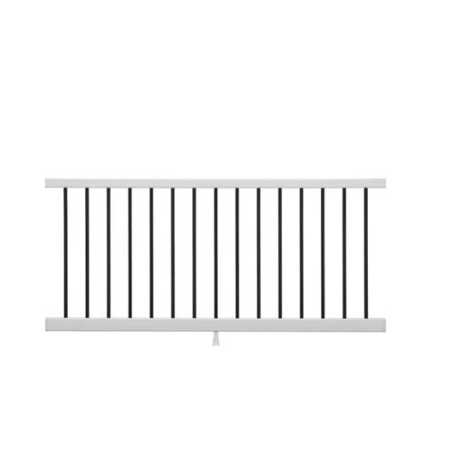 6'x36" Select Horizontal T-Rail Kit White w/ Black Round Aluminum Balusters (Includes: Top & Bottom Rail, Mounting Hardware, and Balusters) Acutal: 72"