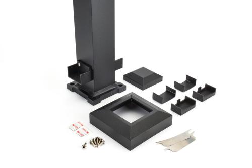 Enhance 2"x37" LINE Black Surface Mount Post w/ Base (Comes w/ Post Cap & Skirt) **Mounting Brackets Come Pre-Attached