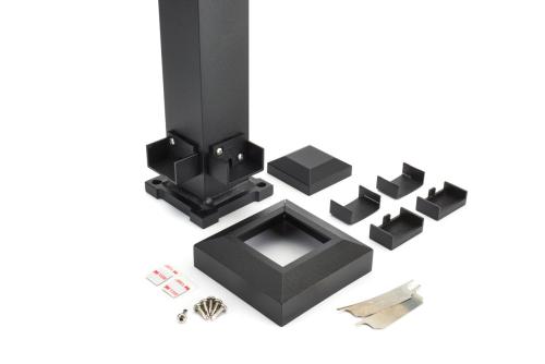 Select 2.5"x37" CORNER Surface Mount Post Black w/ Base (Comes w/ Post Cap & Post Skirt) **Brackets Already Attached on Post