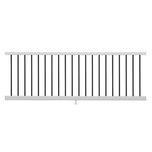8'x36" Select Horizontal T-Rail Kit White w/ Black Round Aluminum Balusters (Includes: Top & Bottom Rail, Mounting Hardware, and Balusters) Actual: 72"