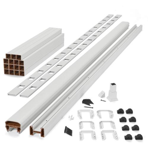 Transcend 36"x8' Horzontal WHITE w/ White Square Balusters (Includes: Top & Bottom Rail, Mounting Hardware, and Balusters)