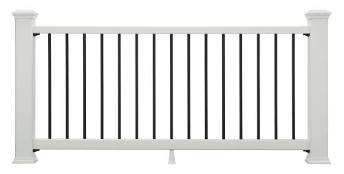 Transcend 36"x6' White Horizontal Rail Kit w/ Black Round Balusters (Includes: Top & Bottom Rail, Mounting Hardware, and Balusters)