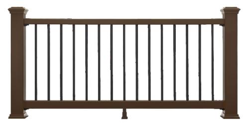 8'x36" Transcend Rail Kit, Vintage Lantern Horizontal, w/ Black Round Balusters (Top & Bottom Rail, Mounting Hardware, and Balusters Included)