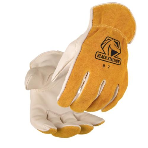 Grain Cowhide Palm Drivers Glove with Cotton Stitching