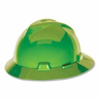 V-Gard Slotted Full-Brim Hat, Brigth Lime Green, w/Staz-On Suspension