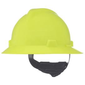 V-Gard Slotted Full-Brim Hat, Hi-Viz Yellow-Green, w/Fas-Trac III Suspension