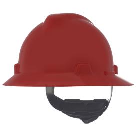 V-Gard Slotted Full-Brim Hat, Red, w/Fas-Trac III Suspension