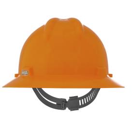 V-Gard Slotted Full-Brim Hat, Hi-Viz Orange, w/Staz-On Suspension