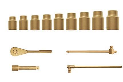 SET SOCKET 16PC NONSPARKING 3/4DR 6PT 1-5/16 THRU 2IN W/ RATCHETS & EXTENSION
