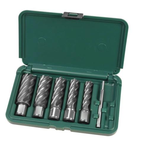 SET ANNULAR CUTTER 1IN DEPTH 9/16, 11/16, 13/16, 15/16, AND 1-1/16