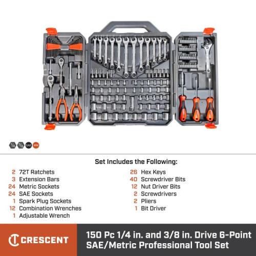 TOOL KIT 150PC 1/4 & 3/8 SAE/MET