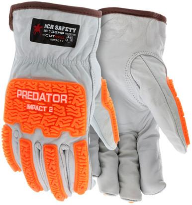 Goatskin Leather Cut Resistant Drivers Work Gloves TPR Back, 36136HPXL