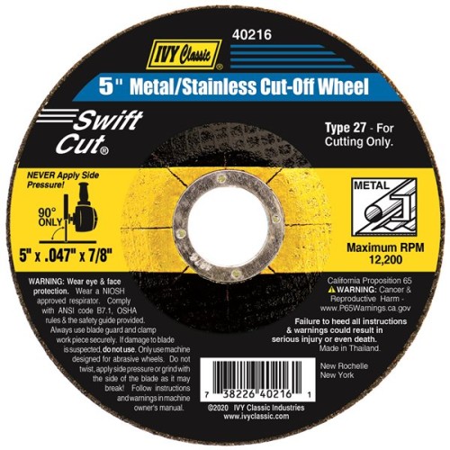 5IN METAL/STAINLESS CUT OFF WHEEL .047 - 7/8 ARBOR DEPRSD CENTR